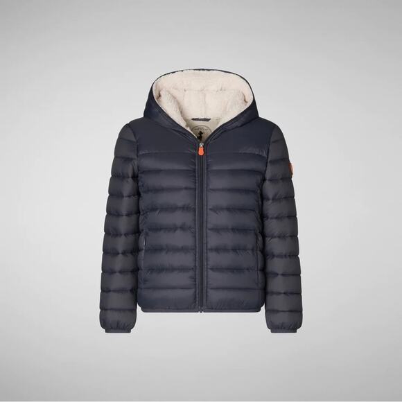 BOYS' ROB FAUX FUR LINED HOODED PUFFER JACKET in grey black size 14 - Picture 1 of 7